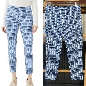 J. McLaughlin Newport Blue Geometric Print Pull On Ankle Stretch Pants - M 💚🎀